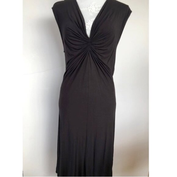 MICHAEL Michael Kors Sleeveless Center Front Ruched Rayon Black Midi Dress S/P - Picture 1 of 15